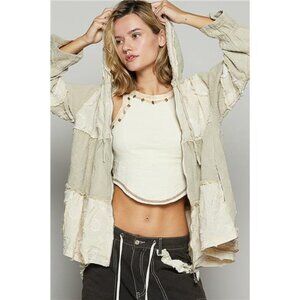 NWT POL Raw Hem Color Block Hooded‎ Jacket